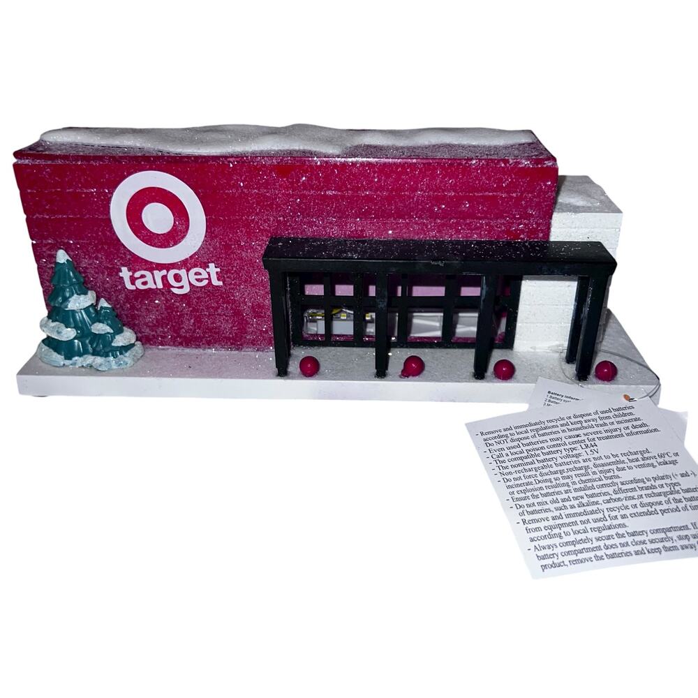 Target red Bullseye's Playground LED Light Up Mini Store Christmas Village NEW